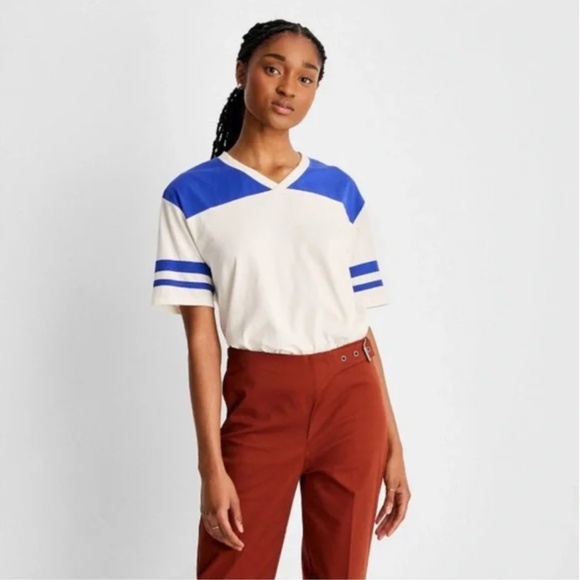 FUTURE COLLECTIVE NWT jersey t-shirt -blue/white -xxsmall -Reese Blutstein - Picture 3 of 7